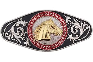 LONGCREEK Fibbia per cintura da cavallo per uomo, Fibbia per cintura con testa di cavallo vichingo norreno, Fibbia per cintura con fiore inciso a cavallo punk, Fibbia per cintura da cowboy occidentale
