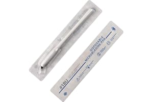 RASMET 10 Uds blanco Pluma Microblading Desechable 18U/12/14/17 con para Maquillaje Permanente Pluma Tebori Microblading (18U-0.20mm)