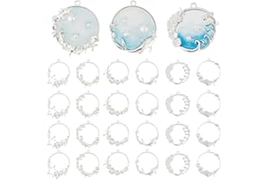 OLYCRAFT 24pcs Sea Theme Resin Bezels 6 Style Open Frame Pendant Charms Alloy Hollow Resin Frames with Loop for Resin Jewelry Making - Silver