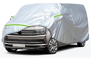 OPALTOOL Cubierta Completa del Coche para VW T5 T6, LWB Fundas para Coche Exterior con Cremallera Lateral de la Puerta Transpirable Anti-UV Antipolvo para Protección Anti-UV Polvo Sol Nieve Lluvia