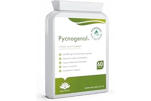 Pycnogenol® French Maritime Pine Bark Extract - 60 Capsules | Providing Naturally Powerful Bioflavonoids | High Bioavailability Pycnogenol | Suitable for Vegans - Made in The UK by Hellenia