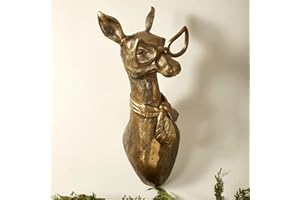 Gresonic 3D Animal Head Wall Mount - Sheep Head Ornament, Bronzed Resin Decor