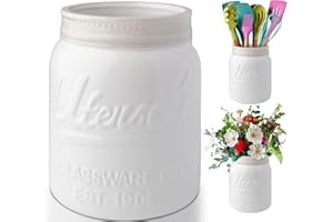 Comfify Szeroki otwór słoik na przybory kuchenne uchwyt dekoracyjny organizer na naczynia, odporny na odpryski ceramiczny - idealny prezent na naczynia kuchenne - biały, duży rozmiar