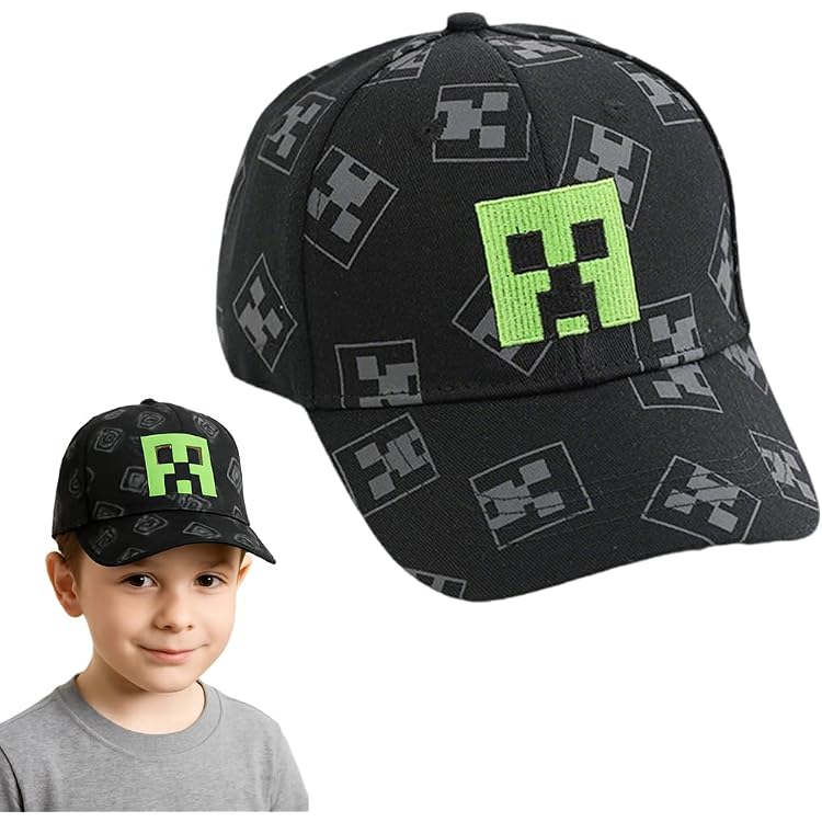 Minecraft Baseballcap – Grüne Basecap Mit Minecraft-Logo, Verstellbar (Größe 54)