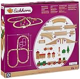 Eichhorn 100001204 – Bahn, Holzschienenbahn mit Brücke, 55-teilig – Streckenlänge: 4,60 Meter – Spielbahn aus Buchenholz - 2