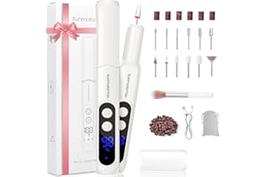 XunmotorYao Lima de Uñas Eléctrica Profesional Portátil Recargable Ajustable Lima de Uñas Eléctrica con Punta de Cerámica 3 Velocidades,Blanco