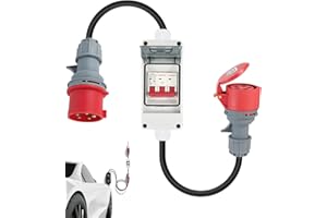 ZHEHNSA starkstrom Adapter 32A auf 16A Sicherungsautomat, CEE Adapter Verlängerungskabel, Starkstrom Verteiler 16A reinem Kupfer 5-Poliger 400V,CEE stecker 16a für Caravan Wohnmobil Baustellen