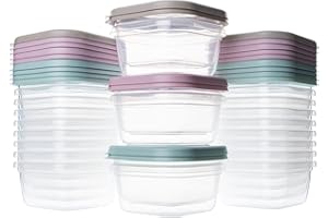 QILZO Pack 24 Plastikowe pojemniki zywnosc 300 ml Pojemnik na żywność Bez BPA Pojemnik Nadaje się do kuchenki mikrofalowej, zmywarki i zamrażarki