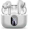 Wireless Earbuds, Bluetooth 5.3 Headphones In Ear with 4 ENC Noise Cancelling Mic, Bluetooth Earbuds Mini Deep Bass Stereo Sound, 36H Playtime LED Display Wireless Earphones IP7 Waterproof, Grey