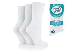 COMFYLOT & KK TRADERS MCR LTD Comfortable Ladies Diabetic Socks - Gentle Grip Soft Top - Cotton Rich - Ladies Diabetic Gentle Grip Non Binding HoneyComb Top Seamless Toe Socks UK 4-8 - Pack of 3 (White)