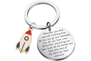 TIIMG Rocket Inspirational Quote Keychain Astronomy Gift Rocket Space Ship Jewelry Sci-Fi Gift, Rocket whenever, Metal, na unknow,