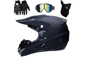 FASXZVM Unisexe Intégral Casque Motocross, avec Gants Lunettes Masque, Jeunesse Enfant Enduro Hors Route Moto Casque, MTB VTT BMX Une Descente Quad Moto Cross Accident Casque, D.O.T Certifié
