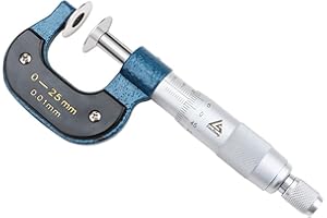 XIOME 0-25mm Outside Micrometer, Stainless Steel Caliper Measuring Tool, Accuracy 0.01mm, Hardened Measuring Anvil,0-25mm Disk Micrometer