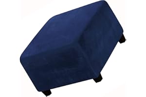 SPEESY Velluto Fodera per Poggiapiedi Quadrata 60x60/40 x 40 ，Copri ottomano per Pouf Elastico Elastico Grande Fodere per Piedi con Fondo Navy Blue (Color : *11, Size : Medium 60-76cm)