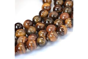 Perlin G70 - Cuentas de piedras preciosas de ojo de tigre de 8 mm, grado A, piedra natural redonda con agujero para enhebrar