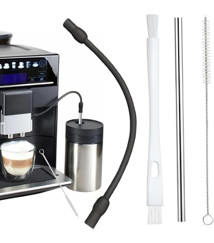 Kit 3 Tuyaux à Lait En Acier Inoxydable Pour Machines à Café Siemens EQ6/EQ700 - Avec Brosse De Nettoyage