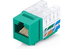 Everest Media Solutions 90° Angled CAT6/5e Keystone Jack in Green - Slim Profile RJ45 Ethernet Connector - Compatible with 90° Angled Speed Termination Tool - easyJACK (B094WB91H3) - 20-Pack