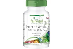 Fairvital | Super K Complex - Bulk Pack for 3 Months - Vegan - HIGH Strength - 90 Capsules - Vitamin K1 (phytomenadione) and K2 (menaquinone MK-7)