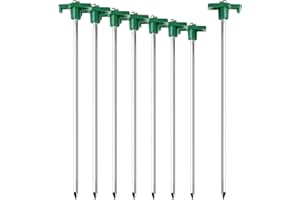 com-four® 8X Piquets de Tente en Acier - piquets Longs et durables avec Monture en Plastique pour Le Camping