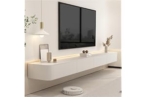 KSYGINXD Mueble De TV Flotante Que Ahorra Espacio, Consola Multimedia De Pared con Gestión De Cables Y Amplio Espacio De Almacenamiento para Cualquier Habitación(Blanco,180x24x20cm)