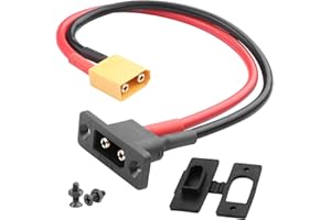 QIANRENON Cable conexión de montaje fijo XT90 chapado en oro, 10 AWG XT90E-M macho a XT90 macho Bulkhead Mount corto adaptador de cable, tapa antipolvo, para avión RC, corriente móvil exterior, 30cm