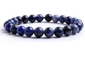 Candyfancy Amethyst Tigerauge Rosenquarz Lavastein Aquamarin Bergkristall Cyanit Armband Perlen 8MM Beads Elastisch Natürlich Stein Armbänder Damen Herren