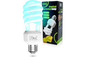 TobeBright UVB E27 26W uvb 5.0 AC220-240V lampe reptile uvb uva ampoule fluorescente lampe uvb tortue pour aquarium, récipient en verre, nourrisseur, tortue, serpent, lézard, etc (1Pcs)