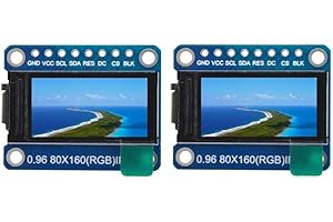 ‎TECNOIOT TECNOIOT 2pcs 0.96 inch 7P SPI HD TFT ST7735 Drive IC 80 * 160 65K Full Color IPS LCD