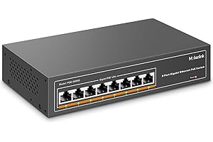 MokerLink 8 Port Gigabit PoE Switch, 8 PoE+ Ports 1000Mbps, 802.3af/at 120W, Plug and Play Non Gestito, Metallo Robusto, Senza Ventole
