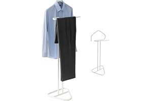 MAKA CHANGE YOUR LIFE QUALITY MAKA Servo Muto da Camera in Metallo, Porta Abiti Alto 110 cm, Omino Appendiabiti da Camera Letto, Uomo Morto Appendiabiti, Porta Vestiti per B&B, Hotel, Ostello, Indossatore Abiti da Terra (Bianco)