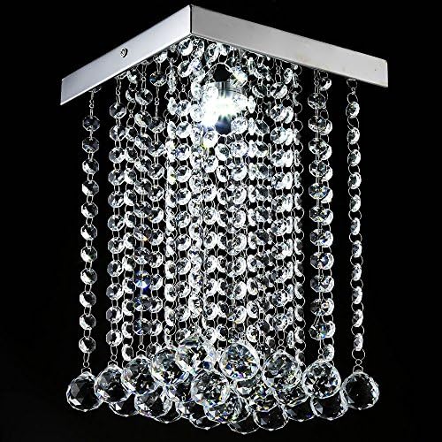Trioy Life LED Round Drop Ceiling Light Crystal Ceiling Lamp Modern Lighting Ceiling Light Chrome Drum Shape Metal Chandelier 1 Bulb E14 for Bar Hallway Lounge 0406