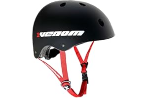 VENOM SKATEBOARDS Venom Kids Skateboard Helmet For Kids Teenagers & Adults, Kids Helmet Skate Helmet EN-1078 Compliant for Micro Scooter, Skateboarding, Skate, Bikes, BMX - Boys & Girls - Black Small, Medium, Large