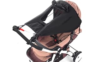 FEMONGY pare soleil poussette universelle avec protection UV 50+ et imperméable, parasol poussette universelle avec hublot et ailes dabat-jour, noir