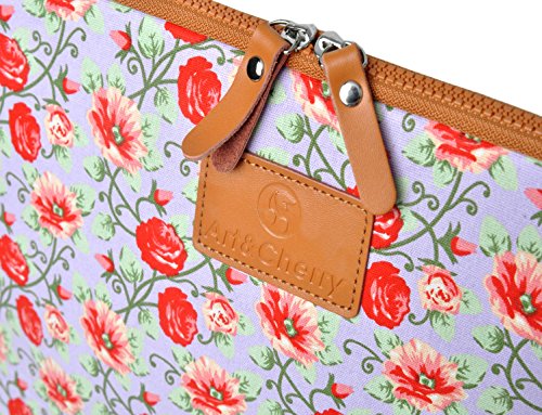 art&cherry © 7,9-8,4″ Universal Tablet PC Schutzhülle / Tasche aus feinstem Canvas Gewebe passend für z.B. Lenovo Yoga IdeaTab A8 Miix 2 , Dell Venue 8 Pro , Sony Xperian Z3 Tablet Compact , Huawei MediaPad M1 , Samsung Galaxy Tab , Asus VivoTab , Acer Iconia W4 , Asus MemoPad 8Zoll Muster 9 ( Blumen LILA) - 3