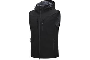 33,000ft Weste Herren Outdoor Wasserdichte Softshell Ärmellose Jacke Bodywarmer Fleece Weste mit Kapuze Full Zip Softshellweste