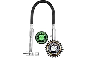 ATsafepro Tyre Pressure Gauge,160 PSI 11 Bar Dual Head Tyre Pressure Gauge UK(Schrader & Presta),2'' Dial Glow in Dark For Cars, Motorbikes, Bicycles
