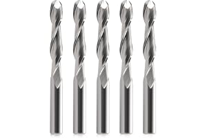 EU_HOZLY 5 stycken kulhuvudfräs, CNC-fräs, dubbelflöjt, spiralfräs, 6 mm, skaft 5,8 cm, längd OVL
