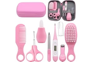 GENERIC GUGU Baby 8 in 1 Baby Grooming Kit Newborn Baby Care, Blue or Pink, Baby Hair Nail Thermometer Care Set, Baby Healthcare Set for Infant, Toddler Girls & Boys Manicure Set (Pink)
