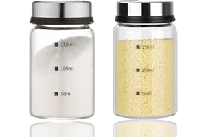 Aiareozy 2 pezzi Barattoli Spezie, Barattoli Portaspezie in Vetro Borosilicato, 150ml Contenitori Spezie, Barattoli Per Spezie con Coperchi Rotanti, per Cucina, per Cucina, Grigliate All'Aperto