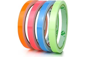 Gebildet 4 pièces ruban adhésif vert/bleu/orange/rouge qui brille dans le noir, ruban adhésif lumineux : imperméable, amovible, durable, portable, stable, sécurité（5 m x 1 cm）