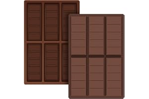 JUSONEY 2 Stück Schokoladenform für 6 Blöcke Schokolade BPA-frei Silikonformen für Wickless Wachs schmelzen Kerzen Schokolade Backformen (Form 2)