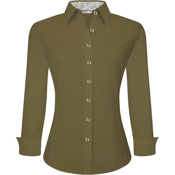 Esabel.C Damen-Hemd Langärmlig Aus Baumwoll-Stretch – Normale Passform, Knitterfrei, Für Business & Casual