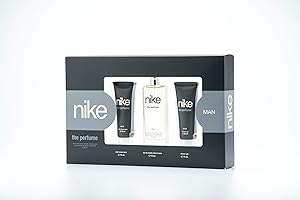 NIKE - The Perfume Man, Estuche de Regalo Hombre, Colonia 75 ml + After Shave 75 ml + Gel de Baño 75 ml, Eau de Toilette Natural y Masculino, Aromática Amaderada, Fragancia Intensa, Juvenil y Duradera