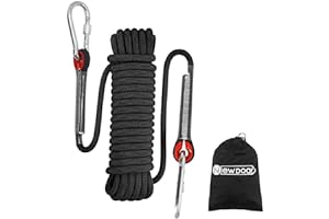 NewDoar 12KN Corde Flottante Marine 10mm Corde d'amarrage 10M/20M/30M Corde d'amarrage pour la Navigation, Le mouillage, Le Camping, la pêche et l'auvent de Tente avec 2 crochets-Noir/10M