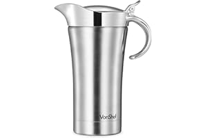 VonShef Gravy Boat with Lid, 1 Litre Stainless Steel Gravy Jug, Double Wall Insulated Thermal Pot, Easy Clean 1L Serving Jug for Gravy, Custard & Cream