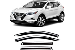 ‎CLIM ART CLIM ART Windabweiser für/kompatible mit Nissan Qashqai 2013-2021 Autofenster Regenschutz, Regenabweiser, Anklebbare Deflektoren, 4 Stück,Dunkel