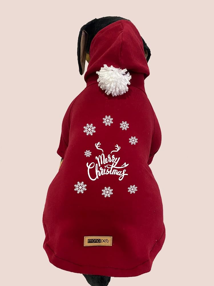 monopetz Kapişonlu Sweatshirt Köpek ve Kedi Yılbaşı Kıyafeti - Yılbaşı Özel Noel Baba S Beden