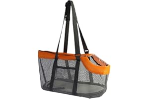 Gralara Borsa per Trasportini per Animali Borsa per Cani Borsa per Cani Gabbia Design a Rete con Tappetino Rimovibile Borsa da Viaggio per Gatti O Cani di Peso Inferiore a 6 kg, Grigio Arancio