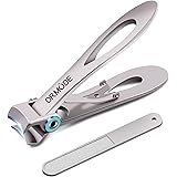 Nail Clippers - USHION 15mm Wide Jaw Opening Stainless Steel Fingernail and Toenail Clippers Cutter for Thick Nails with Fing