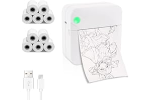 Lotvic Mini Stampante Fotografica, Mini Stampante Termica, Stampante Termica, Mini Stampante Portatile con 10 Rotoli di Carta, Compatibile con iOS e Android, per Fotografica, Note, Diario, Memo